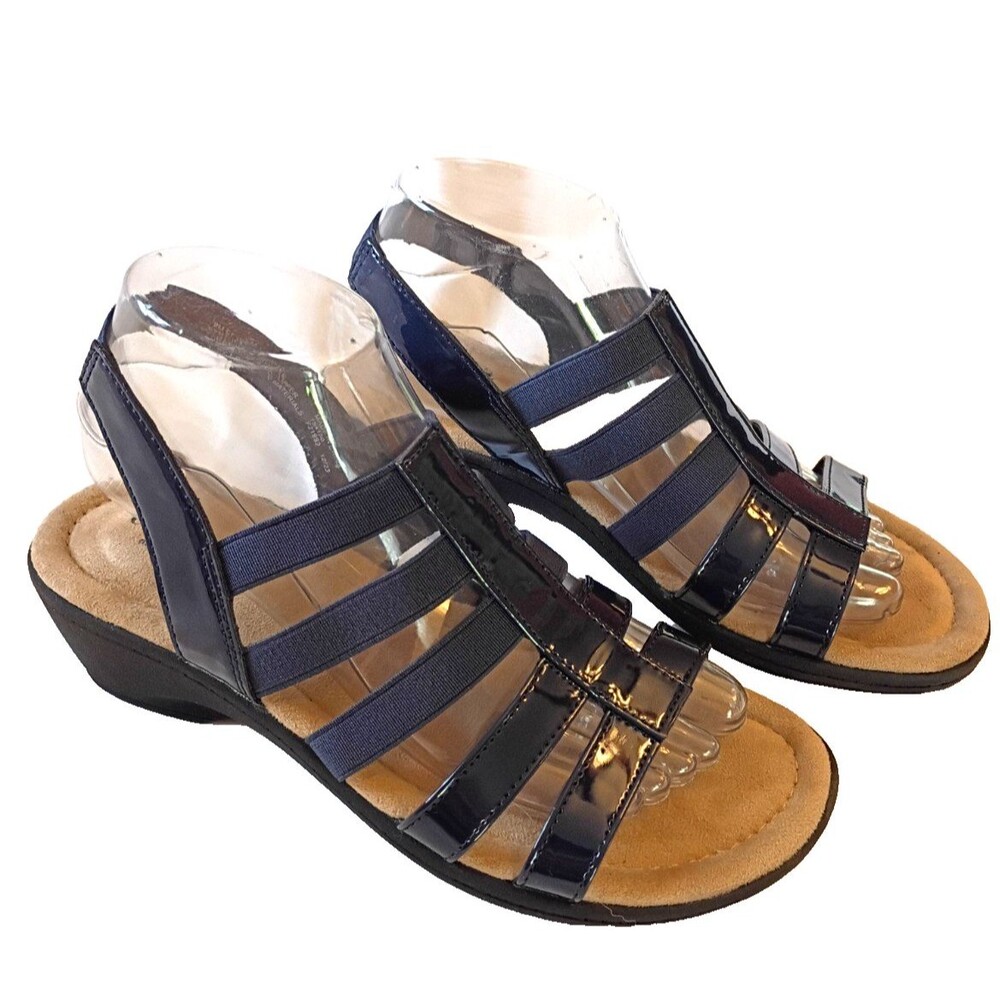 East 5th Women's Navy Blue Strappy Sandals  1'' Wedge  * NEW Size 8